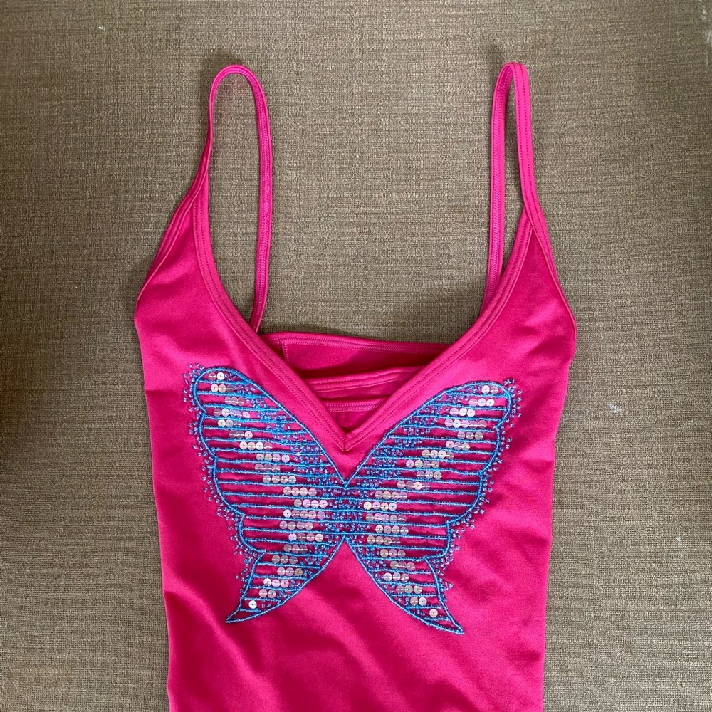 Moda International Tank Top with Beautiful Butterfly on Front. Never Worn. EUC